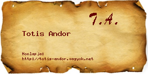 Totis Andor névjegykártya